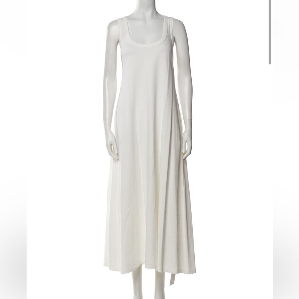 La Ligne 100% Cotton Elegant White Maxi Tent Dress with Pockets